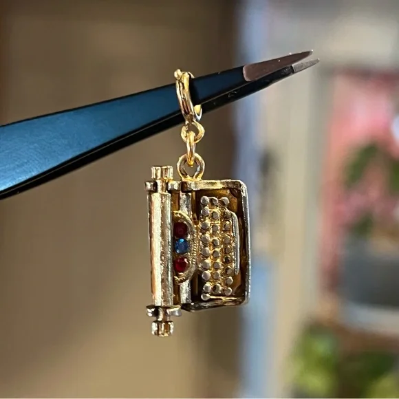 Monet Gold and Silver Typewriter Charm with Red and Blue Accents - Picture 6 of 8